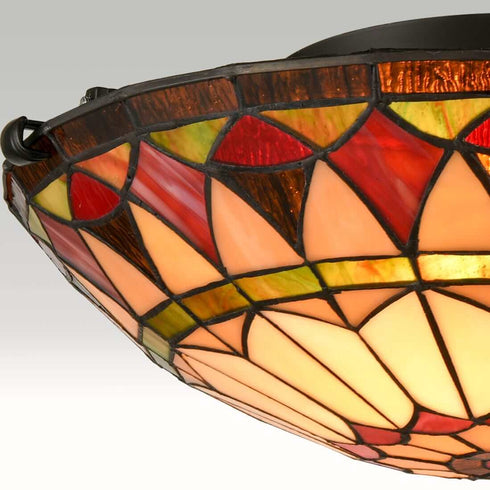 Vintage Tiffany Style Mission Semi Flush Ceiling Light